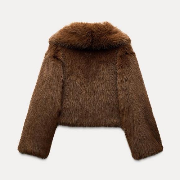 ZARA FAUX FUR SHORT COAT - Picture 2 of 11